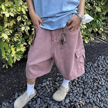 Aidase Mens Casual Denim Cropped Pants Genderless 2024 Summer New Fashion Simple Versatile Streetwear Solid Color Loose Shorts Unisex aidase-shop